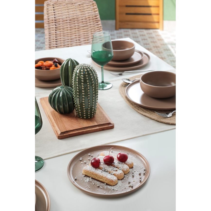 Jídelní sada 18 ks hnědá/keramika