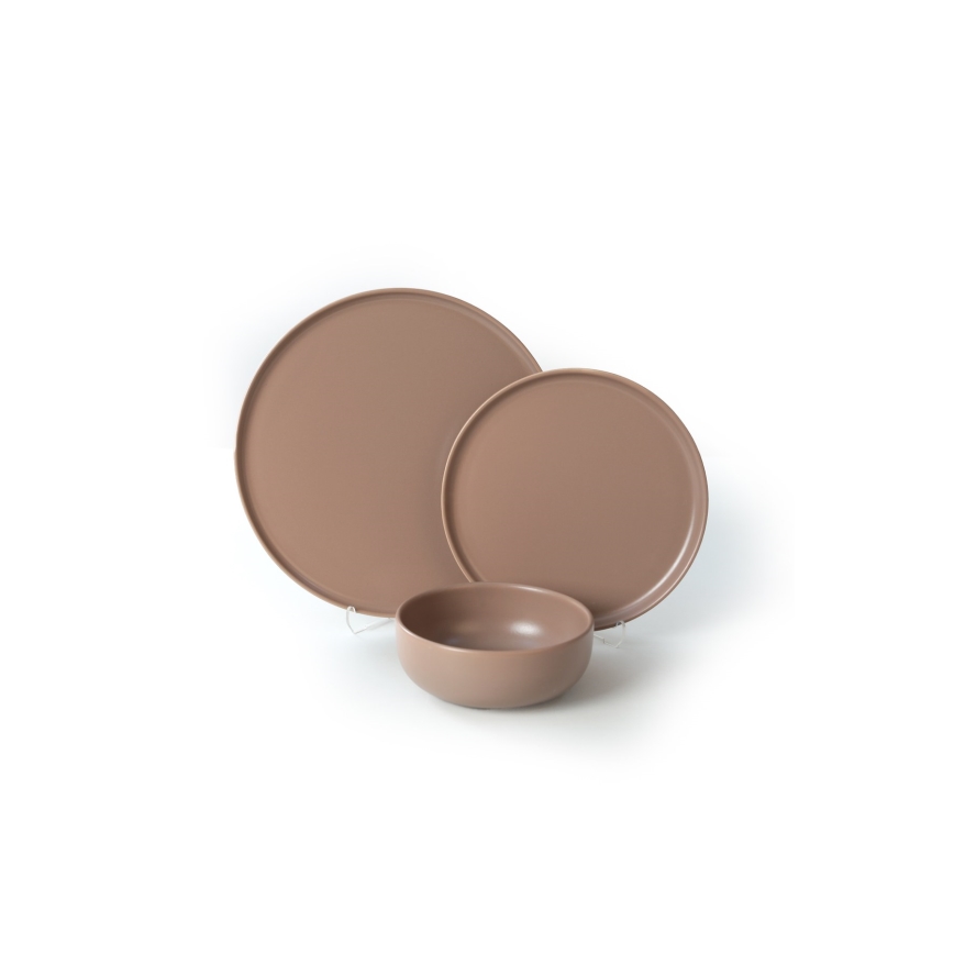 Jídelní sada 18 ks hnědá/keramika