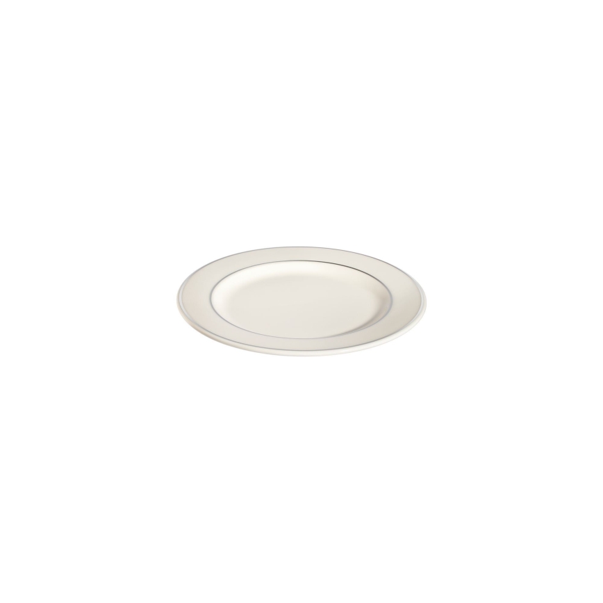 Jídelní sada 18 ks krémová/stříbrná/porcelán