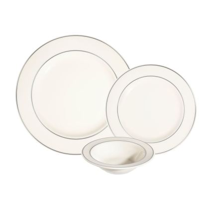 Jídelní sada 18 ks krémová/stříbrná/porcelán