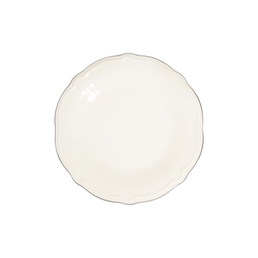 Jídelní sada 18 ks krémová/stříbrná/porcelán