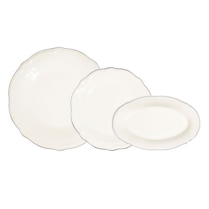 Jídelní sada 18 ks krémová/stříbrná/porcelán