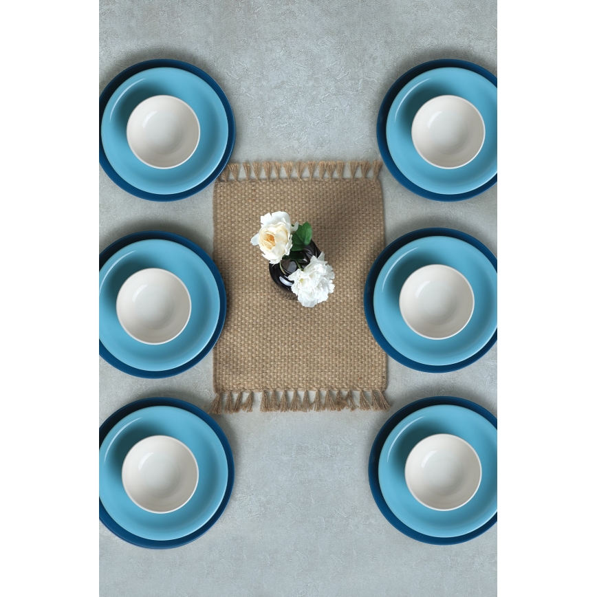 Jídelní sada 18 ks modrá/bílá/keramika