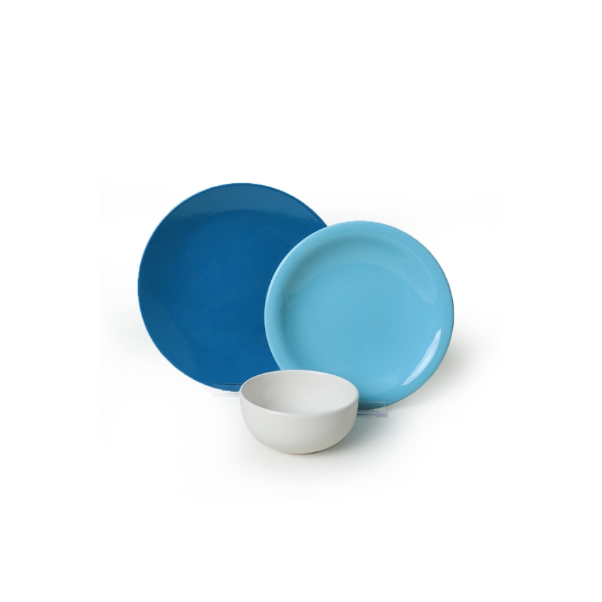 Jídelní sada 18 ks modrá/bílá/keramika