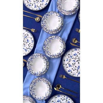 Jídelní sada 18 ks modrá/bílá/keramika