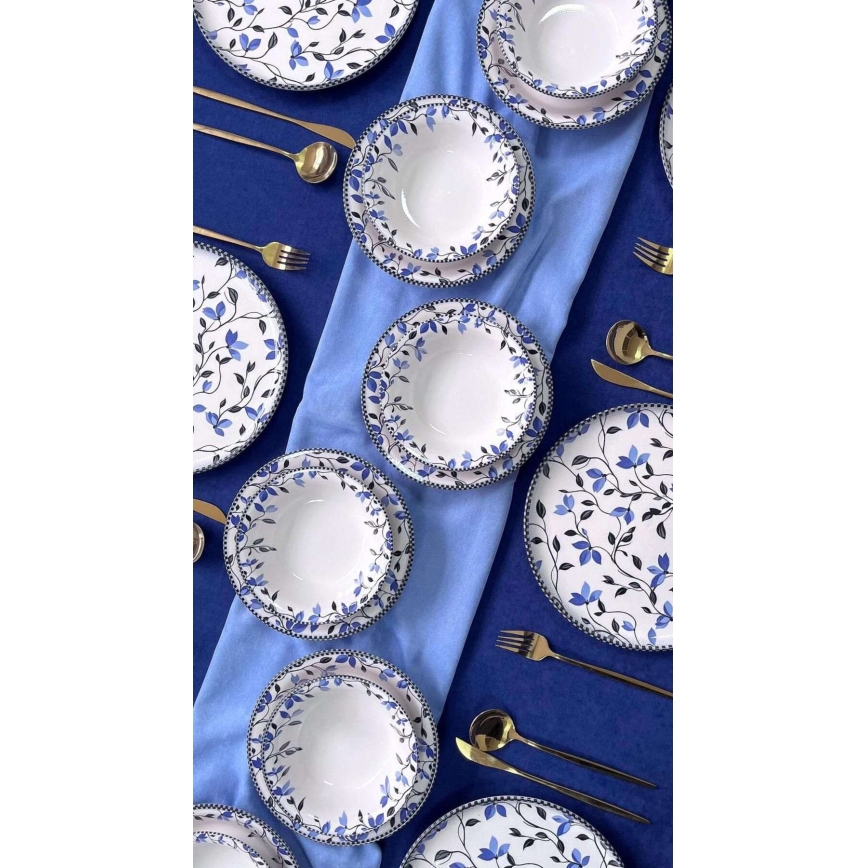 Jídelní sada 18 ks modrá/bílá/keramika