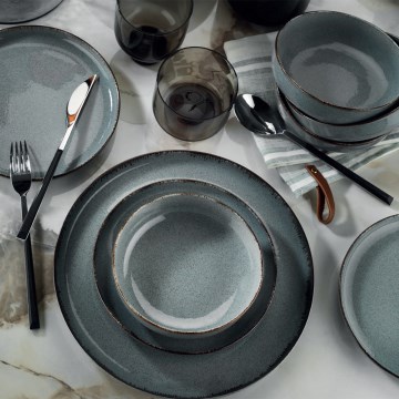 Jídelní sada 18 ks modrá/porcelán
