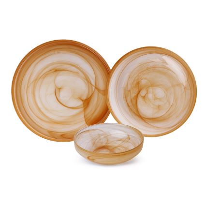 Jídelní sada 18 ks oranžová/sklo