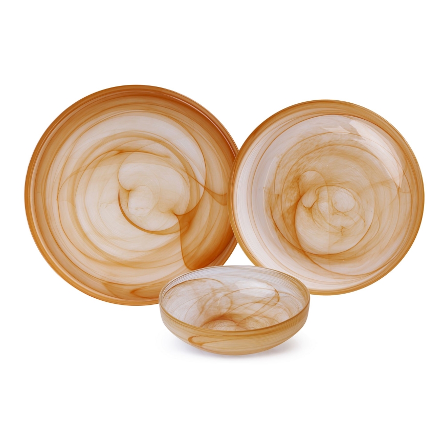 Jídelní sada 18 ks oranžová/sklo