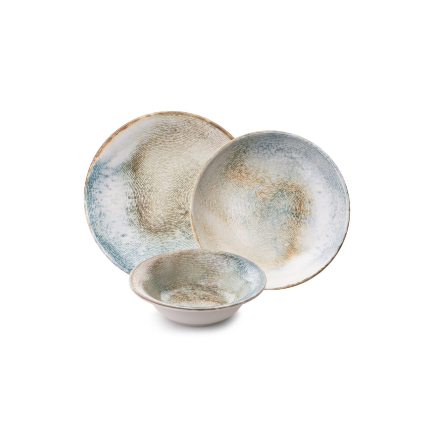 Jídelní sada 18 ks pestrobarevná/porcelán