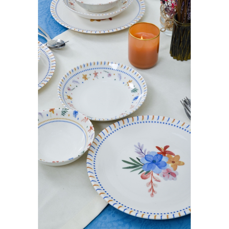 Jídelní sada 18 ks pestrobarevná/porcelán