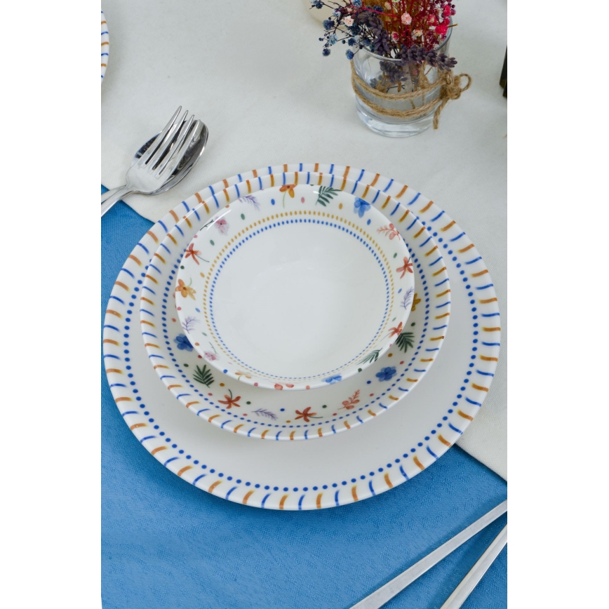 Jídelní sada 18 ks pestrobarevná/porcelán