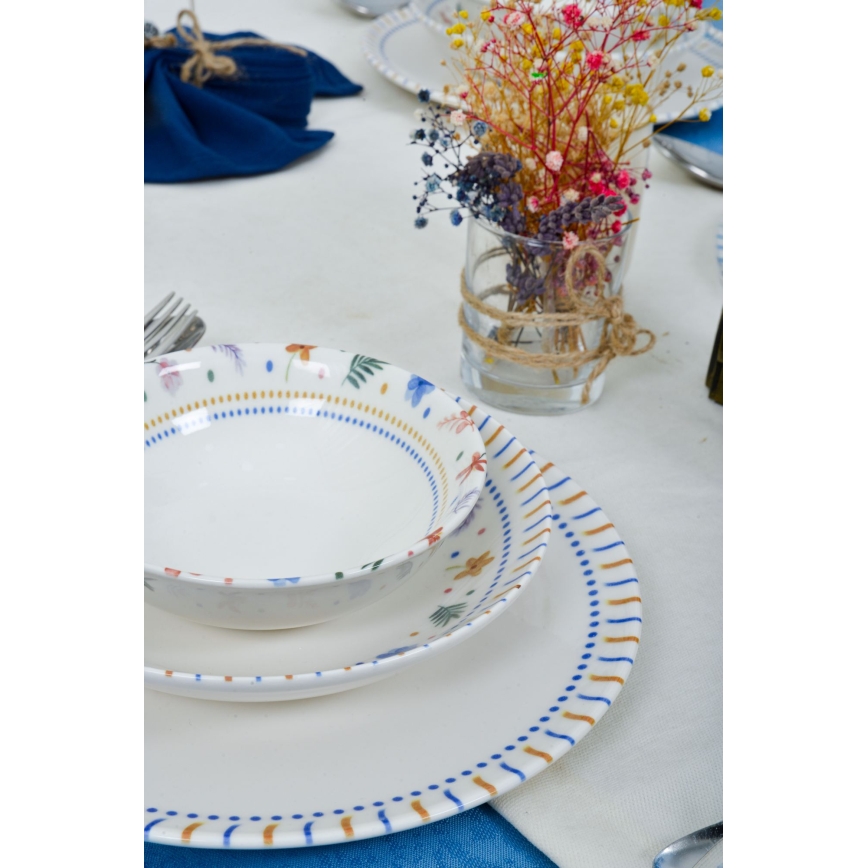 Jídelní sada 18 ks pestrobarevná/porcelán