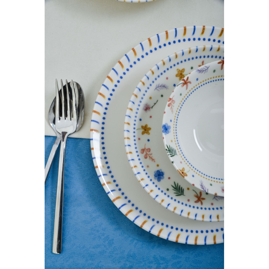 Jídelní sada 18 ks pestrobarevná/porcelán