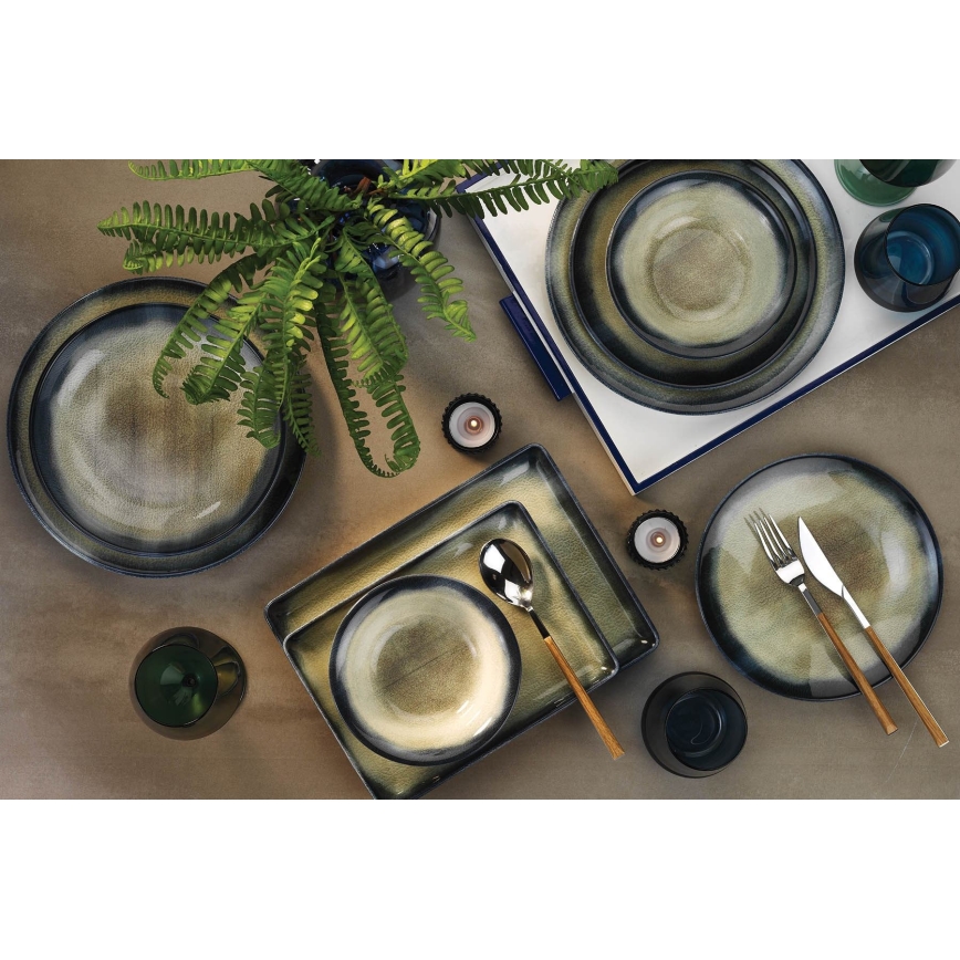 Jídelní sada 18 ks zelená/modrá/porcelán