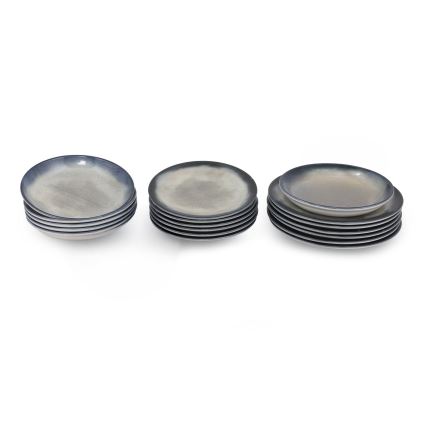 Jídelní sada 18 ks zelená/modrá/porcelán