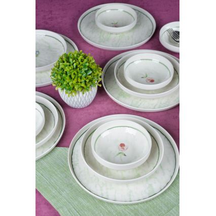 Jídelní sada 18 ks zelená/porcelán