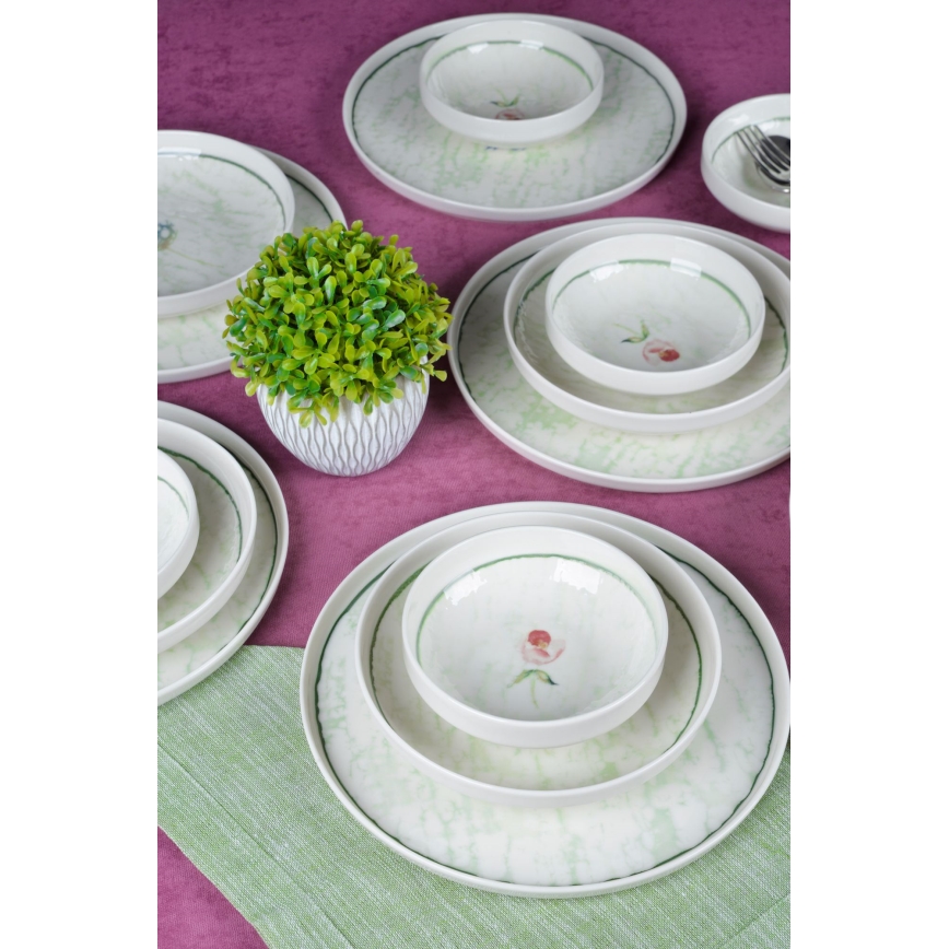 Jídelní sada 18 ks zelená/porcelán