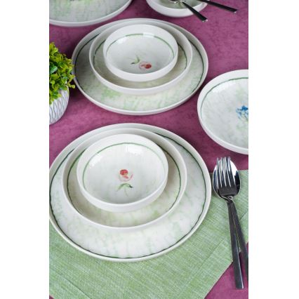 Jídelní sada 18 ks zelená/porcelán