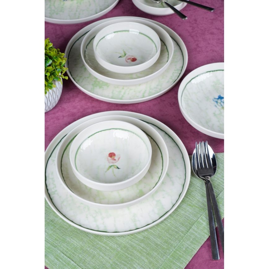 Jídelní sada 18 ks zelená/porcelán