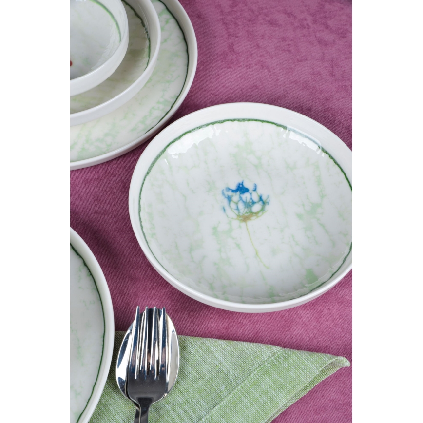 Jídelní sada 18 ks zelená/porcelán