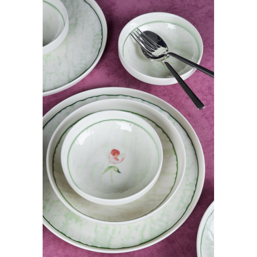 Jídelní sada 18 ks zelená/porcelán