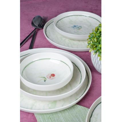 Jídelní sada 18 ks zelená/porcelán