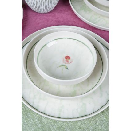Jídelní sada 18 ks zelená/porcelán