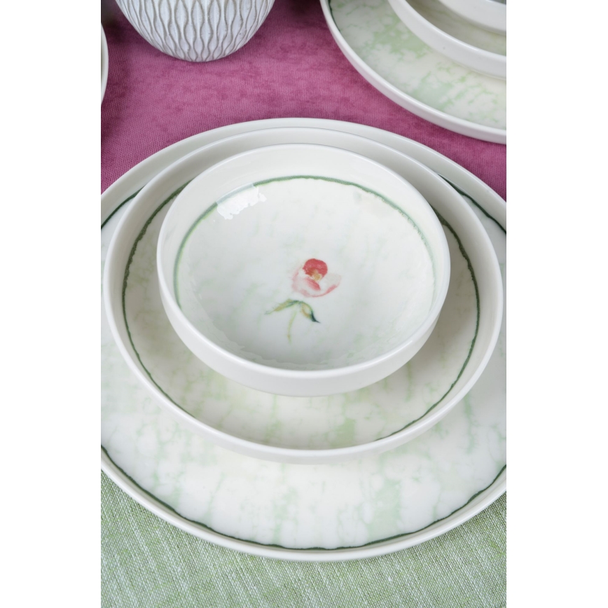 Jídelní sada 18 ks zelená/porcelán
