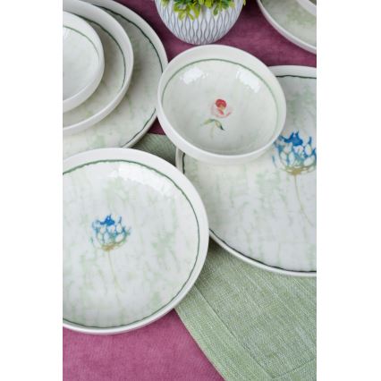 Jídelní sada 18 ks zelená/porcelán