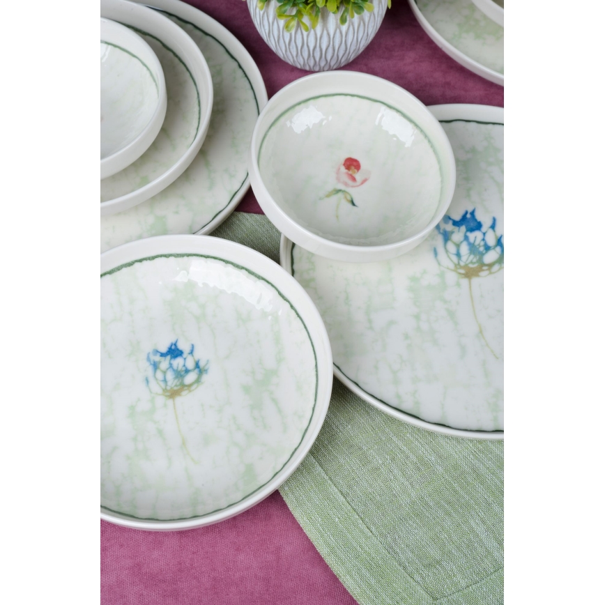 Jídelní sada 18 ks zelená/porcelán