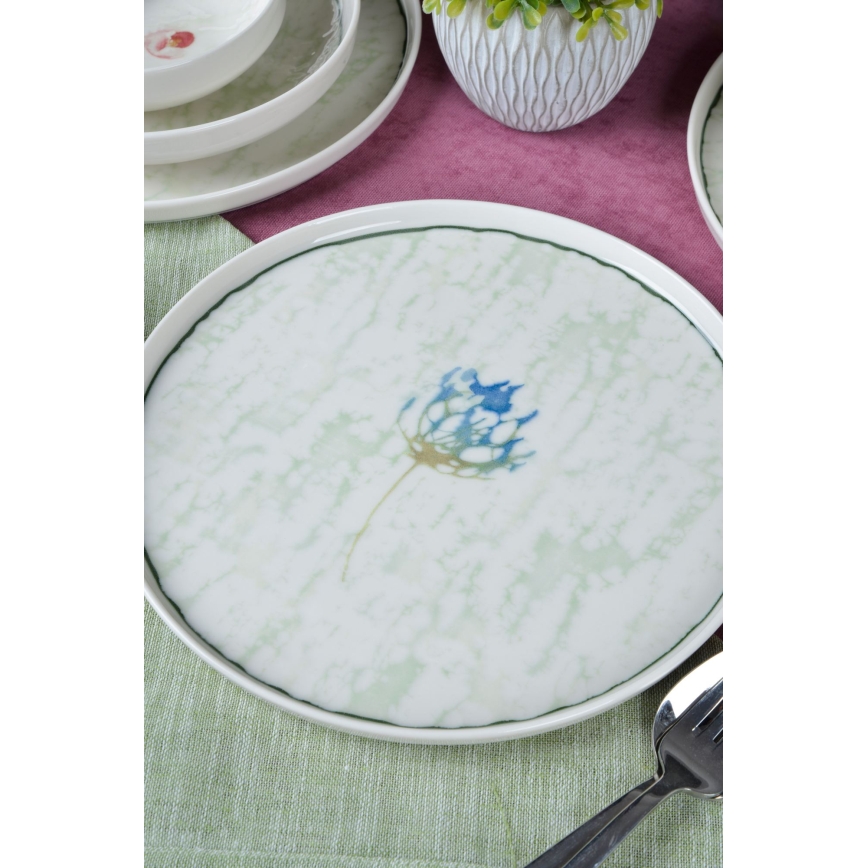 Jídelní sada 18 ks zelená/porcelán
