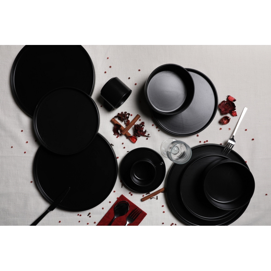 Jídelní sada 20 ks černá/kamenina