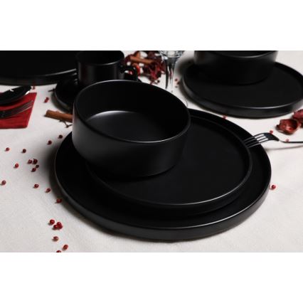 Jídelní sada 20 ks černá/kamenina