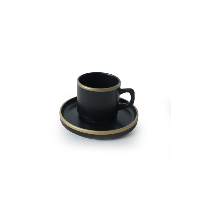 Jídelní sada 20 ks černá/zlatá/kamenina