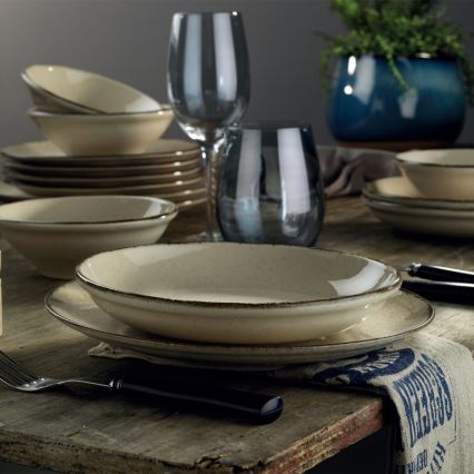 Jídelní sada 24 ks béžová/porcelán