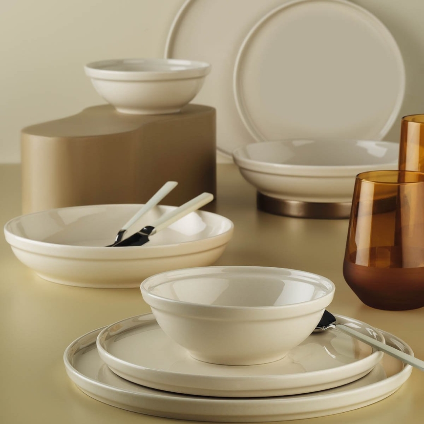 Jídelní sada 24 ks béžová/porcelán