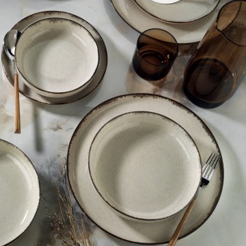 Jídelní sada 24 ks béžová/porcelán