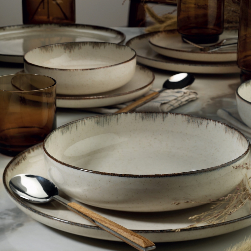 Jídelní sada 24 ks béžová/porcelán