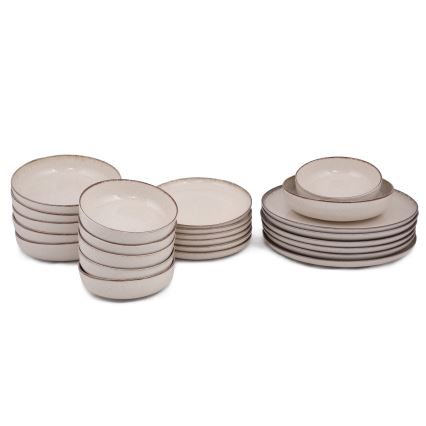 Jídelní sada 24 ks béžová/porcelán