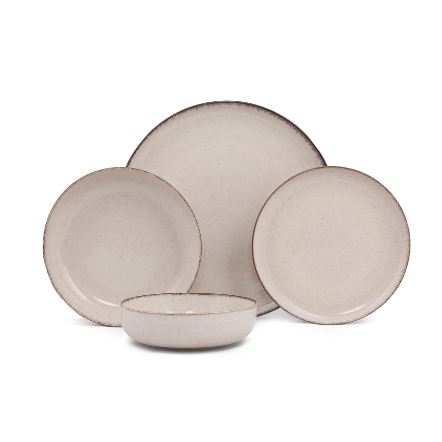 Jídelní sada 24 ks béžová/porcelán