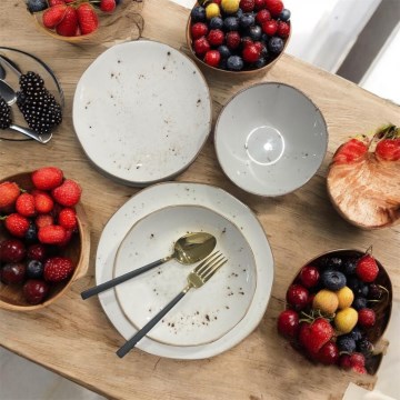 Jídelní sada 24 ks béžová/porcelán