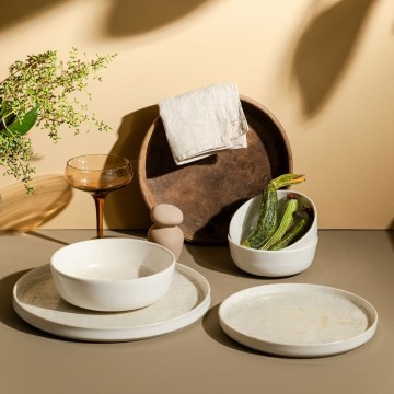 Jídelní sada 24 ks béžová/porcelán