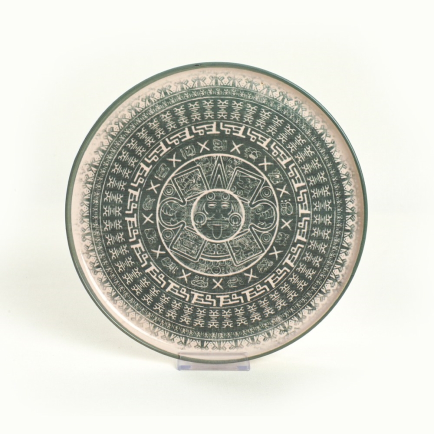 Jídelní sada 24 ks béžová/zelená/kamenina