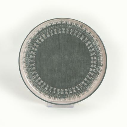 Jídelní sada 24 ks béžová/zelená/kamenina