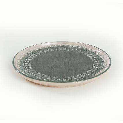 Jídelní sada 24 ks béžová/zelená/kamenina