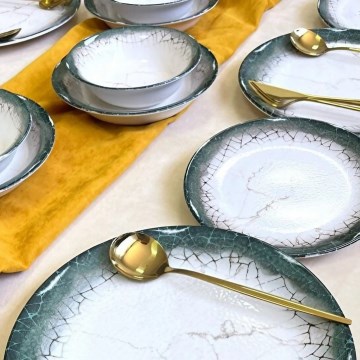 Jídelní sada 24 ks bílá/antracit/keramika