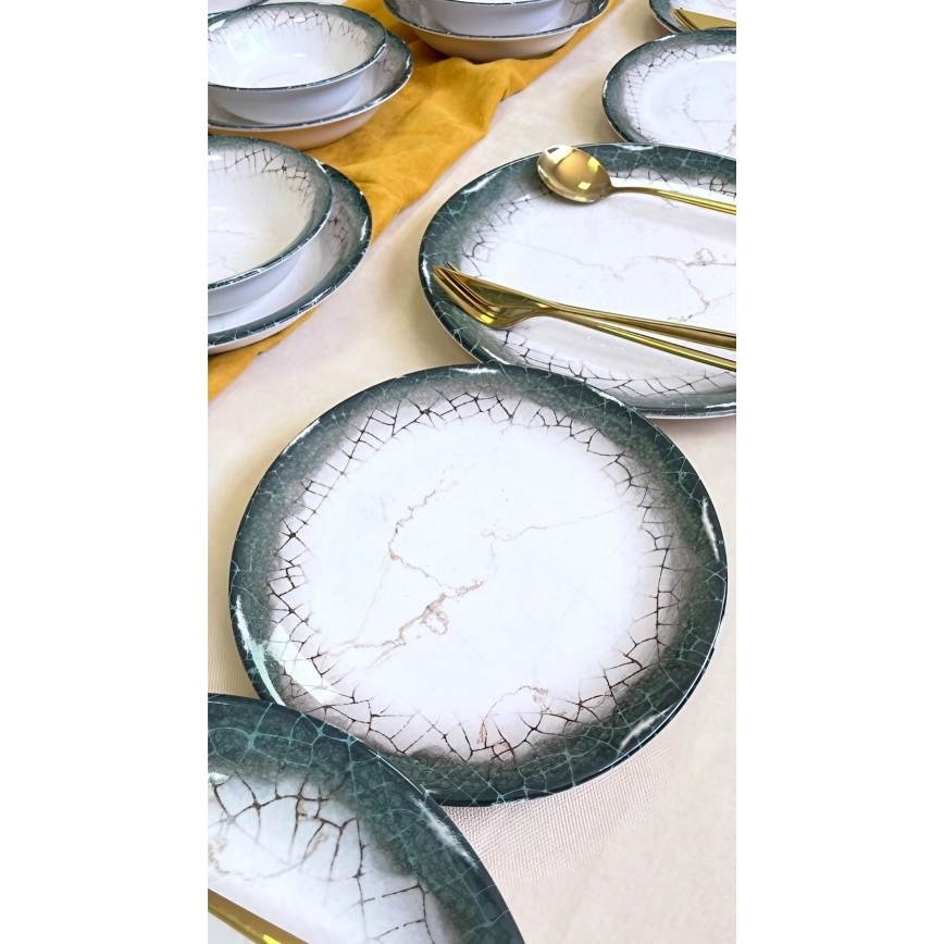 Jídelní sada 24 ks bílá/antracit/keramika