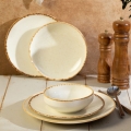 Jídelní sada 24 ks bílá/béžová/porcelán