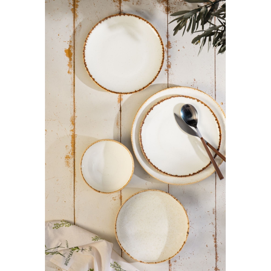 Jídelní sada 24 ks bílá/béžová/porcelán